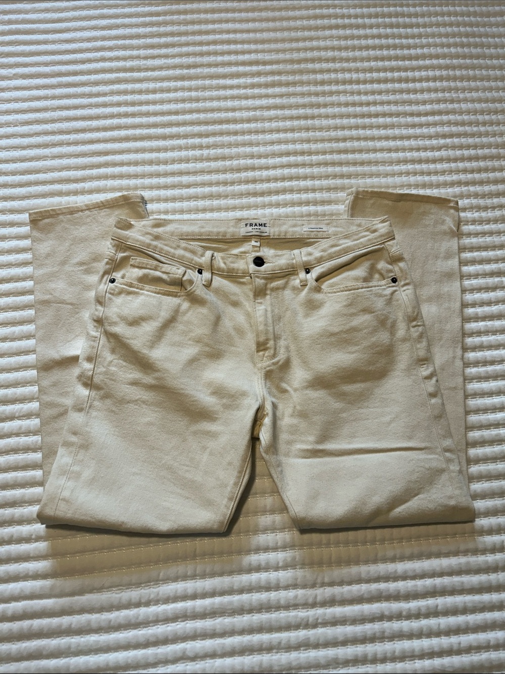 Frame Denim Slim Jeans in Cream
